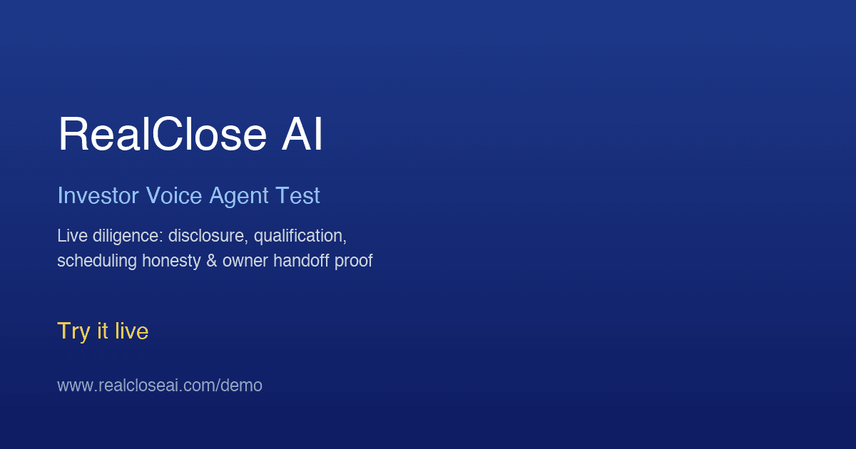 RealClose AI live voice demo product screen