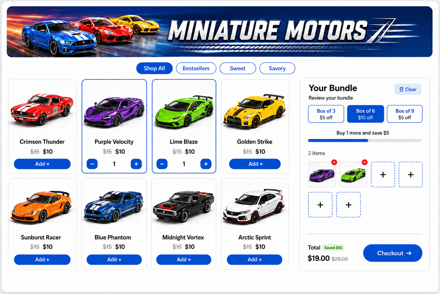 Wolfpack full-page bundle builder classic layout
