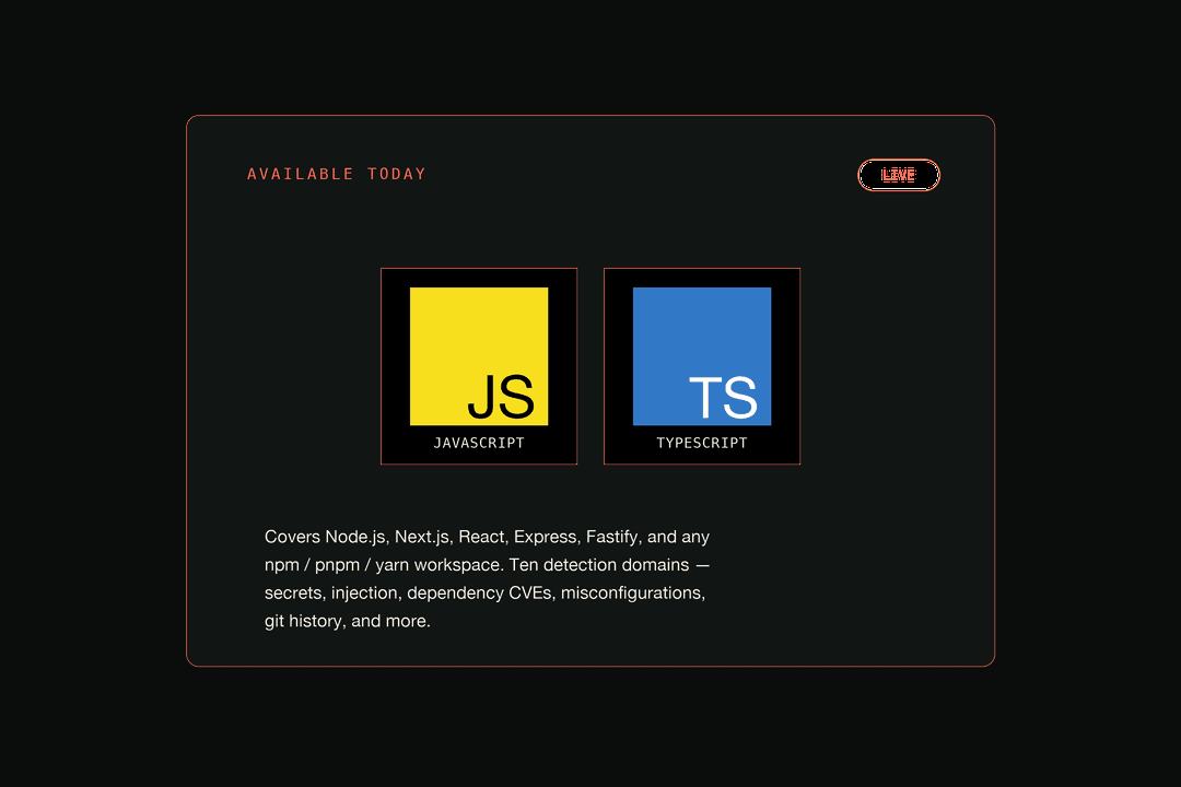 Verglos current public language scope: JavaScript and TypeScript
