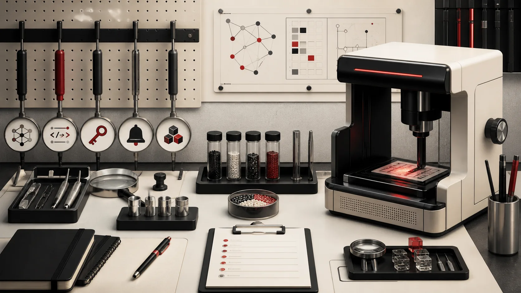 Several specialized security instruments surrounding a small local scanner without a winner's podium.