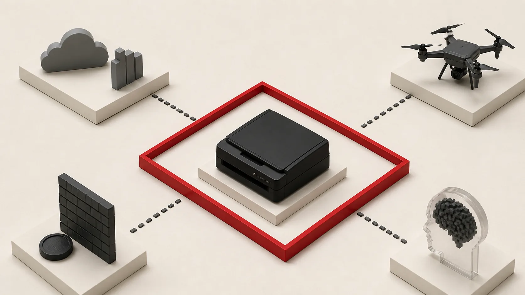 A local scanner inside four clear boundaries marking excluded product directions.