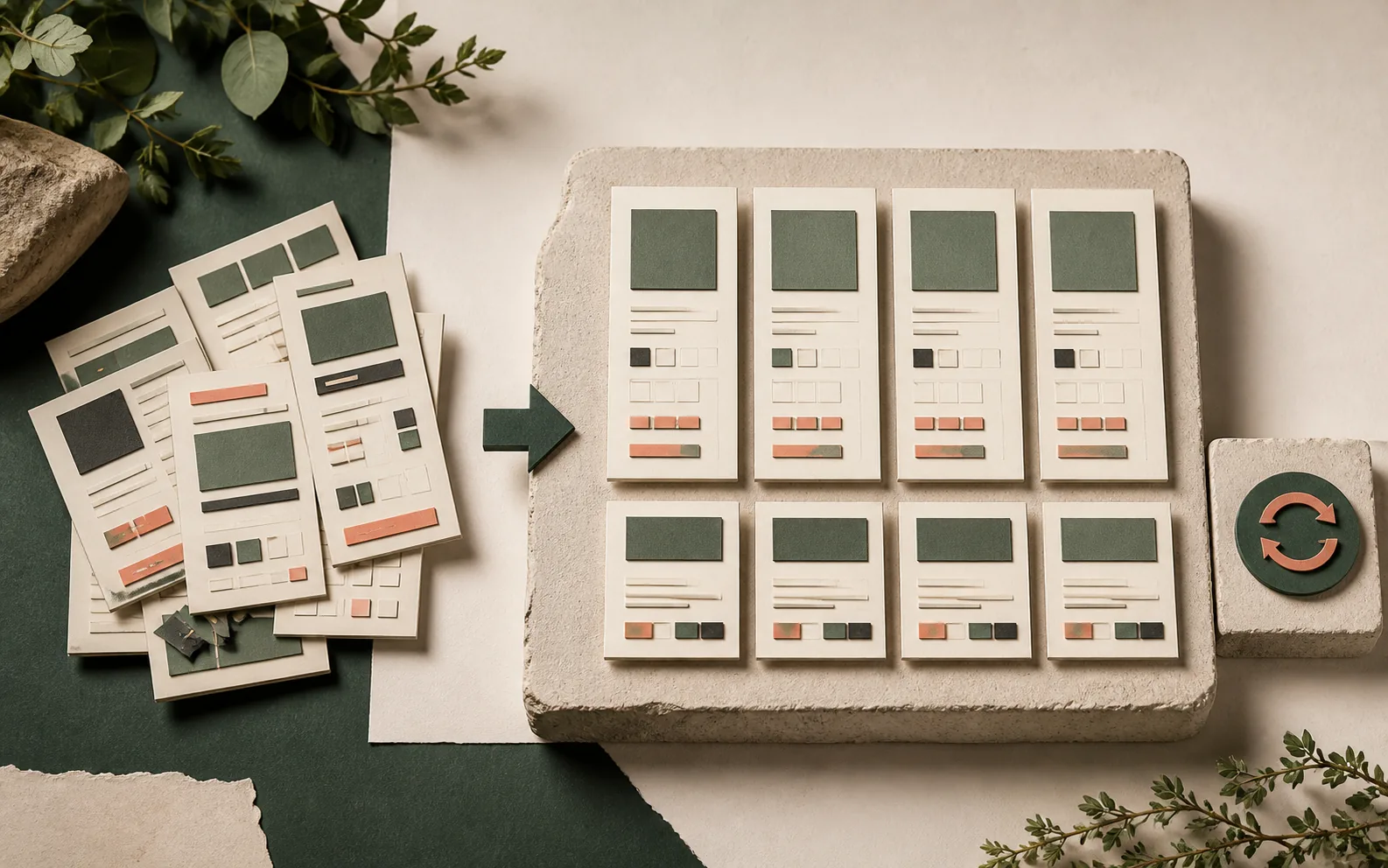 Exactly eight layout studies organized as four full-page forms and four product-page forms.