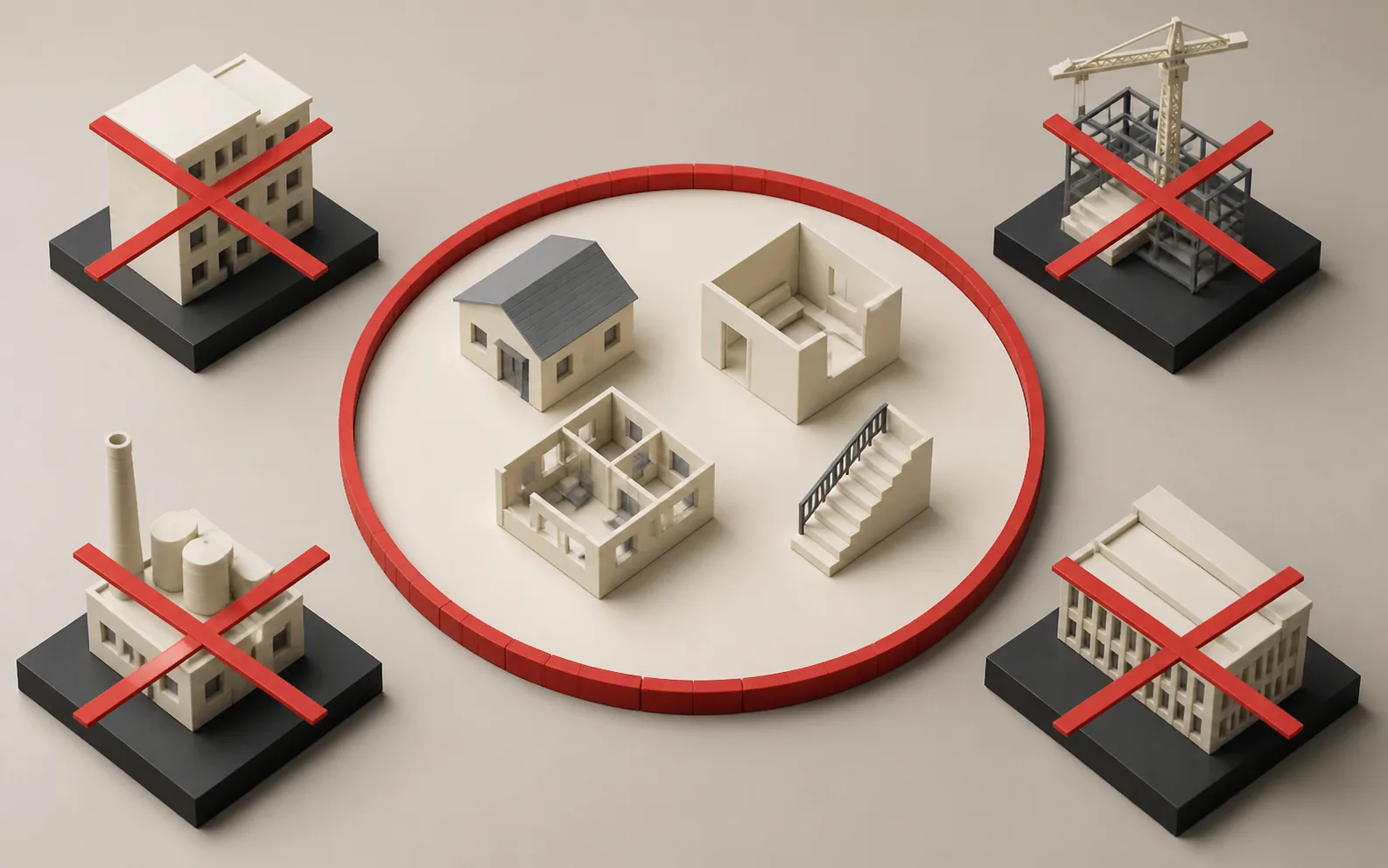Four excluded lanes surround the current local scanner: autonomous attack, mandatory cloud analysis, compliance certification, and roadmap theater.